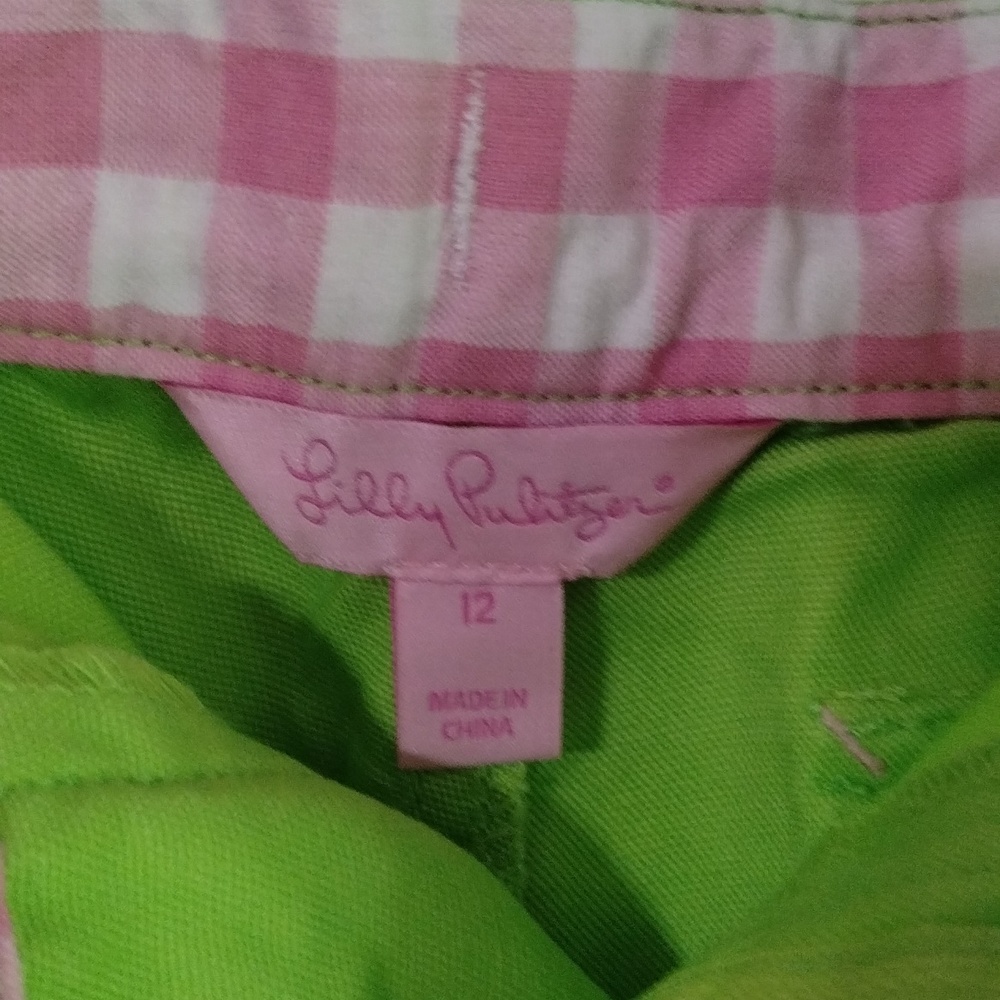 Lilly Pullitzer Palmetto Canvas Shorts girls Size 12 Lime Green - Picture 5 of 9